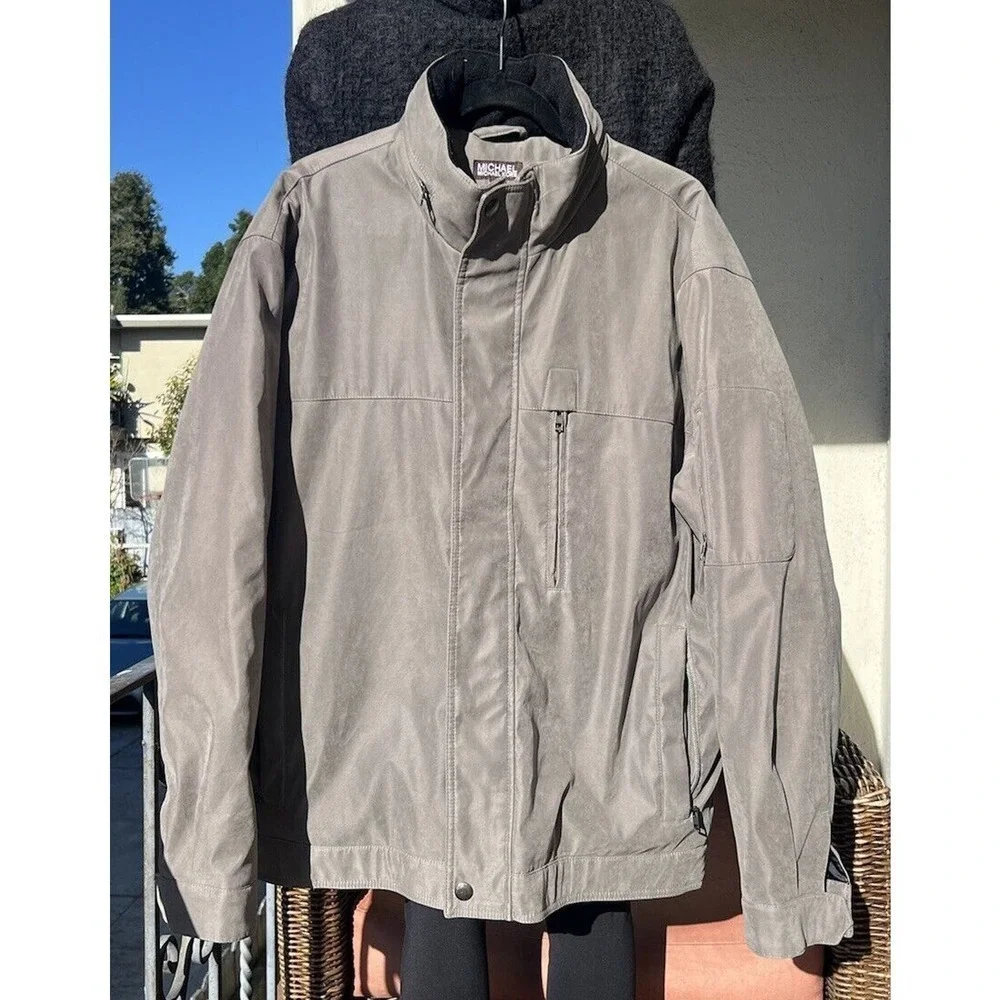 Michael Kors Soft Shell Hooded Jacket Men’s Olive Green Size L
